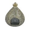 Benjara 18 Inch Decorative Lantern, Embossed Design, Tear Drop Shape,