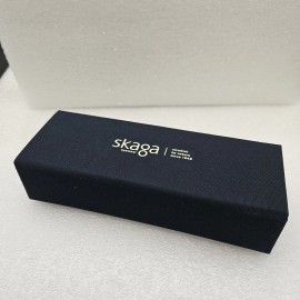 Skaga Sweden Magnetic Folding Eyeglasses Case Navy with Microfiber Lens Cloth