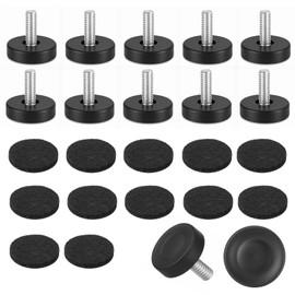 TIESOME Pack of 12 Furniture Feet with Thread, M6 Adjustable Feet for Screwing in with Thread and 12 Felt Glides for Screwing On Furniture Gliders for Table, Chair and Stool Legs (M6 x 24 mm)