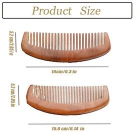 2 Pcs Natural Sandalwood Hair Combs,Semi Circular Wooden Comb,Walnut Wood Hair Comb,Handmade Fine Toothed Wooden Comb, Large Moon Shaped Wooden Comb for Curly Thick Long Hair, Anti Static Detangling
