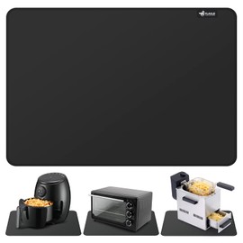 FLASLD Hitzebeständige Matte für Heißluftfritteuse, feuerfeste Silikonmatten für Küchentheke, Arbeitsplattenschutz, rutschfest und wasserdicht 30 x 45 cm, schwarz