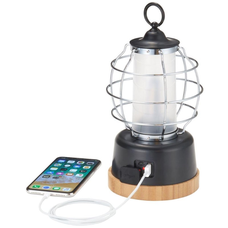 Logos 74175020 Bamboo Cabin Lantern, Black, Approx. Width 4.9 x