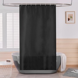 Scamzsure Black Shower Curtain Liner Polyester Fabric Heavy Duty Curtains for Bathroom Stall with Plastic Hooks,Waterproof,spa,Hotel,Rideau de Douche, 48x78 inch