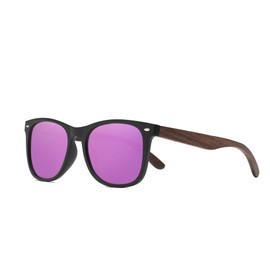 KINGSEVEN Polarised Sunglasses Men's Wooden Retro Sunglasses Outdoor Sports Leisure Holiday Travel Driving HD Glasses Durable Glasses with UV Protection, Purple