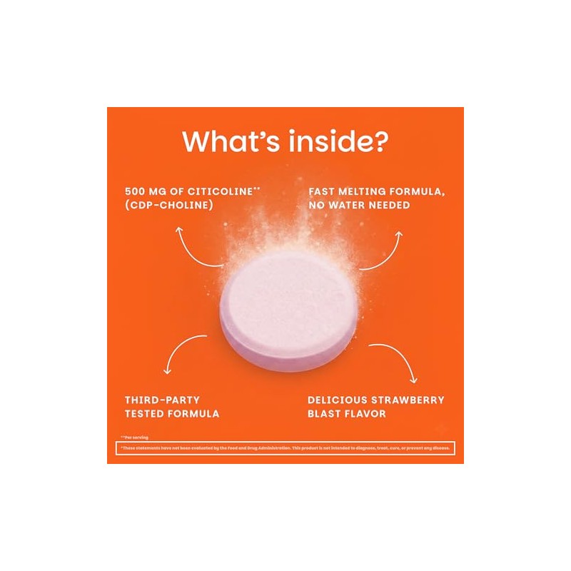 EZ Melts Citicoline with Cognizin for Brain Support, 250 mg,