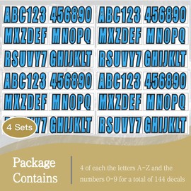 JLM MARINE 24 Sheets 3 Inch Self Adhesive Vinyl Letters Numbers Stickers for Boat Engine Mailbox House Address Crafts Car Poster Classroom Home Door Window Decor Blue
