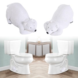 Toilet Bolt Caps,Toilet Bolt Covers Decorative，Resin Animals Toilet Screw Cover Caps，2 PCS Toilet Caps for Bottom of Toilet Easy Installation Toilet Replacement Parts (Polar Bear)