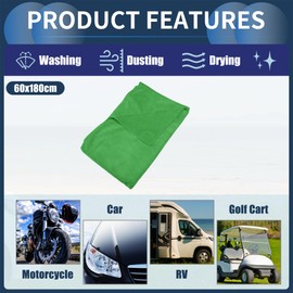 INFINAUTO Cleaning Cloths Towel,Car Drying Plush Cloth Absorbent Microfiber Green,1pcs 420g/㎡ 60x180cm