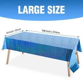 3 Count Iridescent Plastic Tablecloths 54*108 inch Shiny Disposable Laser Rectangle Table Covers Holographic Foil Tablecloth Iridescent Party Decoration Birthday Bridal Wedding Christmas (Royal Blue)