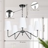 5-Light 30” Modern Chandelier with White Shades, Classic Pendant Ceiling