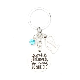 Inspirational Stainless Steel Keychain with 'She Believed She Could So She Did', Gifts for Women, Good Friend Birthday, Thank You, Travel, Teacher, Retirement, Girlfriend