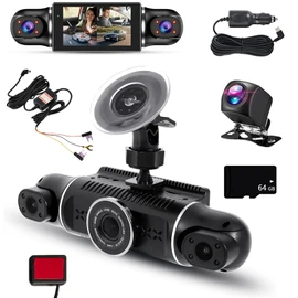 4 Channel Vehicle Camera Driving Recorder Video Recorder DVR Dash Cam Car DVR FrontRearLeftRight Vehicle Camera for Cars, 64GB