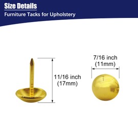 Maozaa Upholstery Tacks, Furniture Tacks Nails for Upholstery Decorative, 100 pcs 7/16 Inch Upholstery Tacks for Furniture Sofa, Decorative Tacks Gold