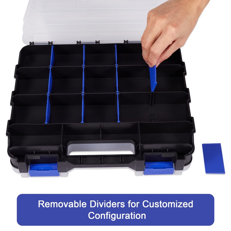 Hardware Organizer Box with 34 Compartments & Removable Dividers -