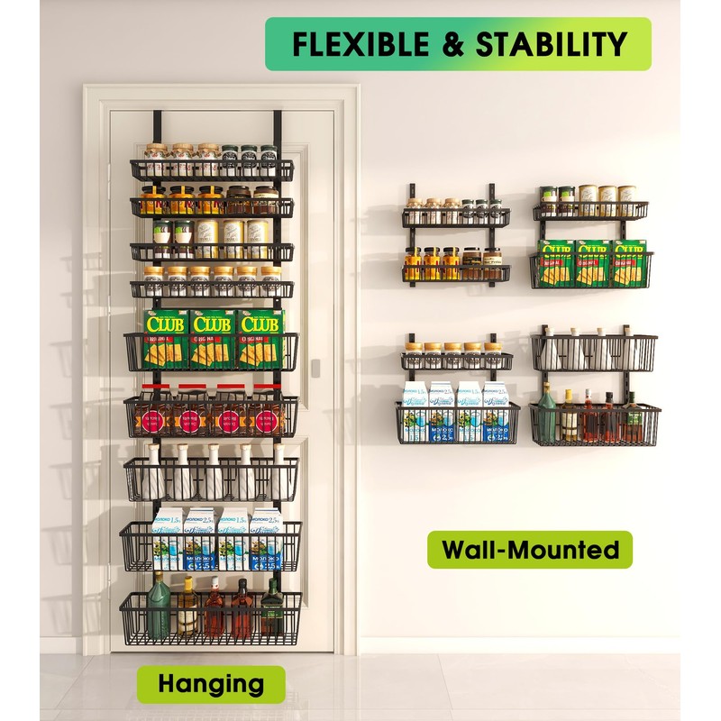Mefirt 9-Tier Over The Door Pantry Organizer, Pantry Storage and