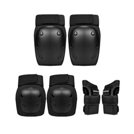 Bicycle Skateboard Protector Elbow Knee Wrist Protection Supporter Pad (M, Black)