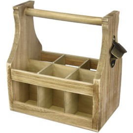 Weddingstar Bottle Caddy with Opener, Wood