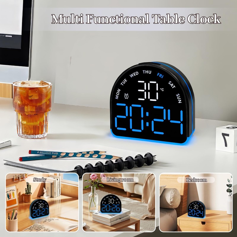 Digital Alarm Clock, Small Semicircle Shaped Led Alarm Clock, Night