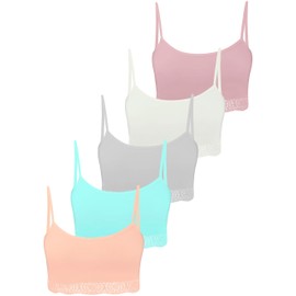 LOREZA ® Pack of 5 Girls Bustier Sports Bras Cotton - 10-11 Years - Design 2
