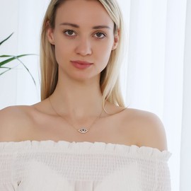 Apsvo Gold Plated Anti Evil Eye Necklace for Women, Cubic Zirconia Dainty Third Eye Pendant Chain Evil Eye Trendy Jewelry