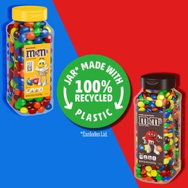 M&M’s Milk Chocolate and M&M’S Peanut Bulk Candy Jars, Assorted Chocolate Candies, Party Size Bulk Candy, Movie Night Snacks, Resealable and Recyclable, 48.5 Oz Total (Pack of 2)