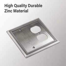 Henne Bery Sunken Pearls Decorative Wall Plate Switch Plate Outlet Cover (Blank/Duplex, Heirloom Silver)