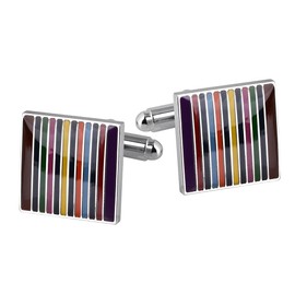 Men's Cufflinks Multicolor Striped Square Enamel Silver Business Simple Suit Accessory 17mm, Copper, 无