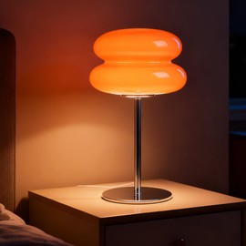 xiaojuande Bedroom Mushroom lamp, Medieval Modern Bedside Table lamp for Night Stands, Vintage dimmable Small Lamps, Cute Cool Desk Lamps Home Room Aesthetic Decor for Living Room(Orange)