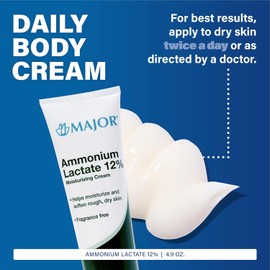 MAJOR Ammonium Lactate 12% Moisturizing Cream - Lactic Acid Cream - Helps Hydrate, Soften, and Exfoliate Rough, Dry Skin - Fragrance-Free - 4.9 Oz. (1 Pack)
