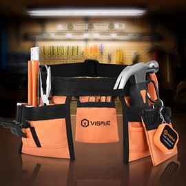 VIGRUE 𝐊𝐢𝐝𝐬 𝐓𝐨𝐨𝐥 𝐒𝐞𝐭, Children Gift Present Real Hand Tools Kit with Belt and Bag, Boy Builder Small Learning Accessories Construction Hammer Screwdriver for Home DIY Woodworking