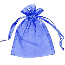10 Organza Bags Wedding Favours Party Jewellery Pouches Mesh Drawstring Gift Wrap (5cm x 7cm, Royal Blue)