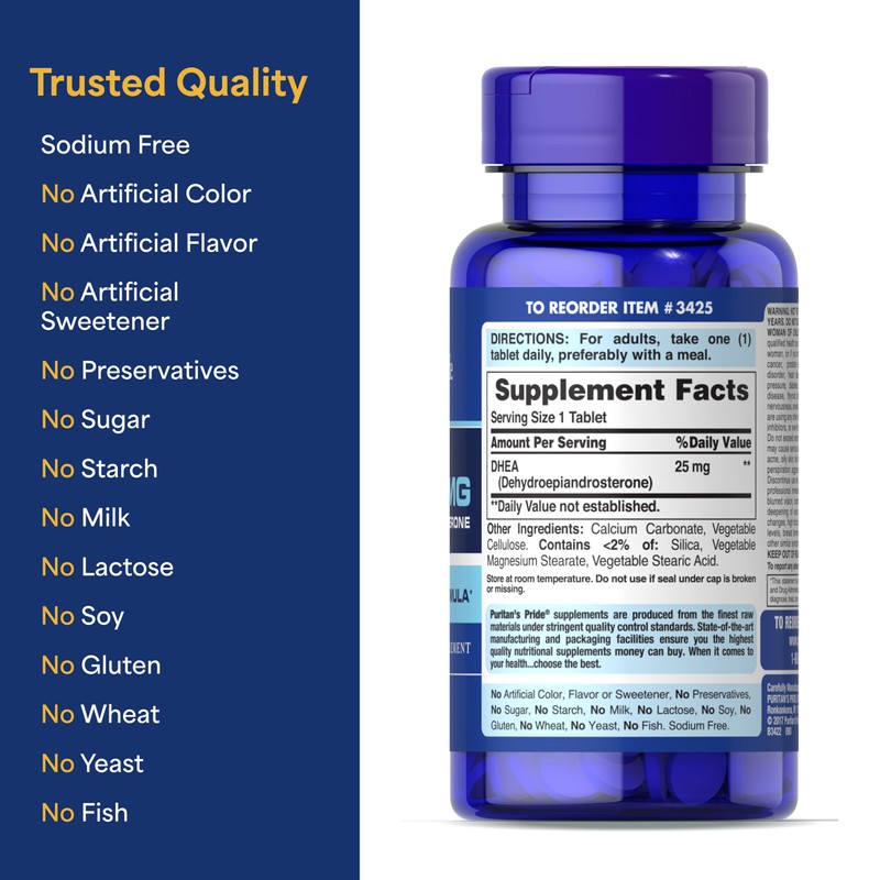 Puritan's Pride Youth Guard™ DHEA for Women and Men 25mg,