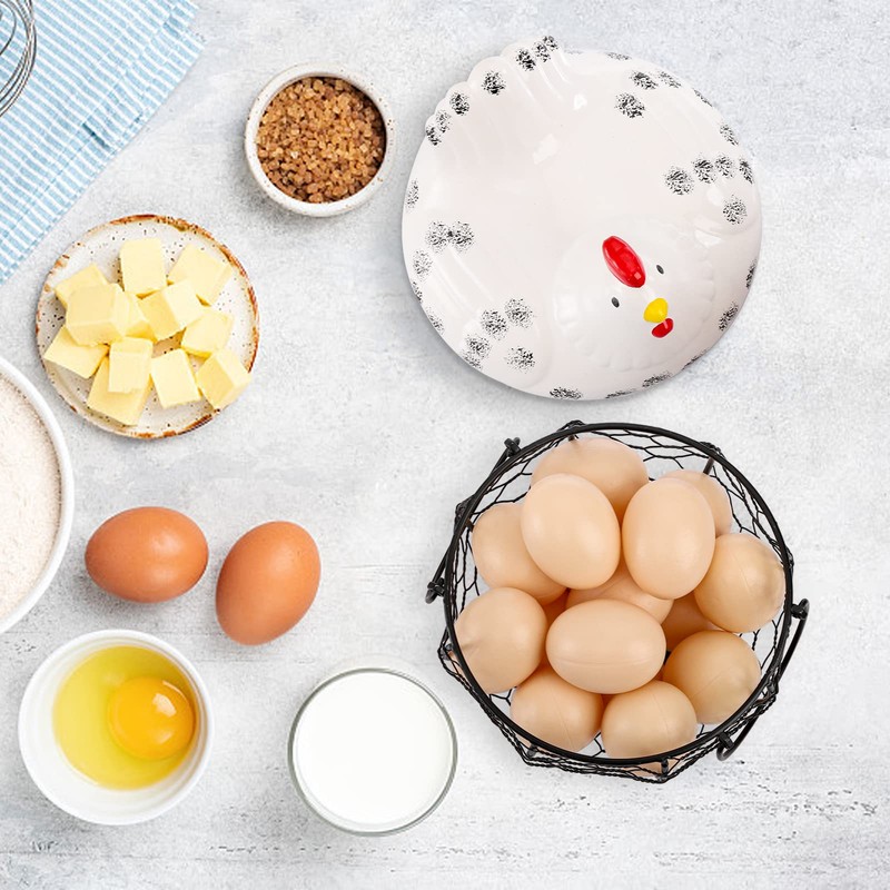 AVLA Chicken Egg Basket, Black Wire Egg Collection Baskes with