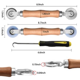 BAYTORY 3Pcs Screen Tool, Window Screen Spline Roller Tool with Wooden Handle and Steel/Nylon Bearing Wheels, Mesh Screen Door Repair Kit Easy to Use