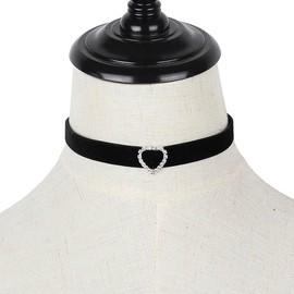 Clataly Black Velvet Crystal Collar Necklaces Gothic Choker Necklaces Adjustable Jewellery for Women and Girls, Metal