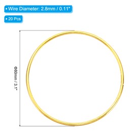 PATIKIL 3.1 Inch Dream Catcher Rings, 20 Pcs Metal Macrame Wreath Floral Round Ring Hoop for Christmas Decor Home Car DIY Craft Wedding Wall Hanging Decorations, Gold