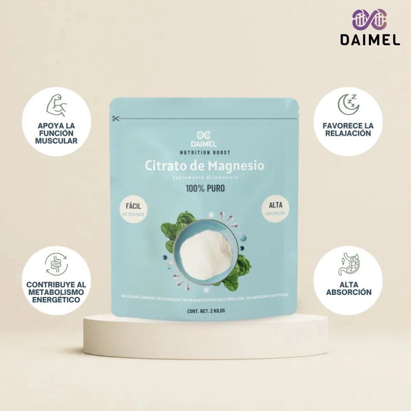 Citrato Magnesio Polvo Dnc Sportpro 2kg Sabor Natural Bolsa