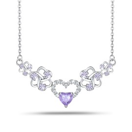 Sterling Silver Dangle Pendant Necklace Charms Love Heart with CZ Love Heart Knot Shap White Gold Plated Hypoallergenic Fashion Jewelry Dainty Birthday Gift for Women