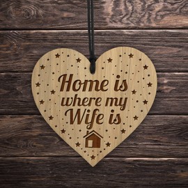 Red Ocean Engraved Gifts For Wife From Husband Birthday Anniversary Valentines Gifts For Wife Hanging Wooden Heart