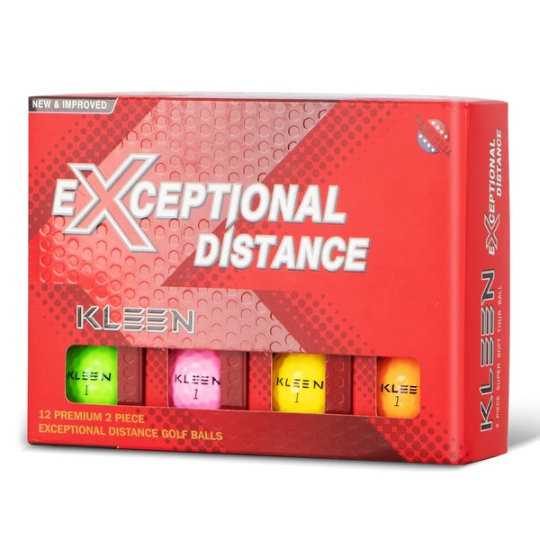 KLEEN 2-Piece Exceptional Distance Golf Balls,One Dozen(12 Balls) Colors Gift