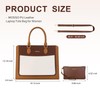 MOSISO Laptop Tote Bag for Women, 15.6 inch PU Leather