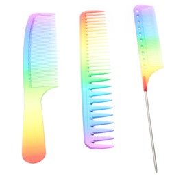 IWOWHERO 3pcs Rainbow Hair Styling Comb Ergonomic Hair Care Tools for Smooth Neat Transparent Combs for Salon Use Styling Suitable for All Types