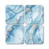 4 x Square Blue Marble Effect Coasters - Agate Art