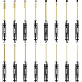 RCpow RC Car Tool Kit - 16pcs RC Screwdriver Tool Set Includes Flat, Phillips, Hex, Titanium Steel RC Tool Set Hex Driver Set RC Tool Kit with RC Tools Storage Bag for RC Car Drone Helicopter Models