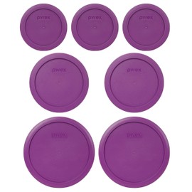 Pyrex (3) 7200-PC 2-Cup, (2) 7201-PC 4-Cup, & (2) 7402-PC 6/7-Cup Thistle Purple Lids - Made in USA