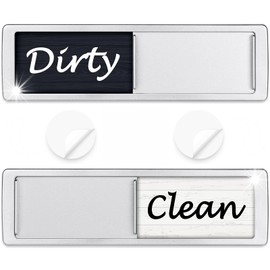 Dishwasher Magnet Clean Dirty Sign Shutter Only Changes When You Push It Non-Scratching Strong Magnet or Adhesive Options Indicator Tells Whether Dishes are Clean or Dirty (Wood White/Black)