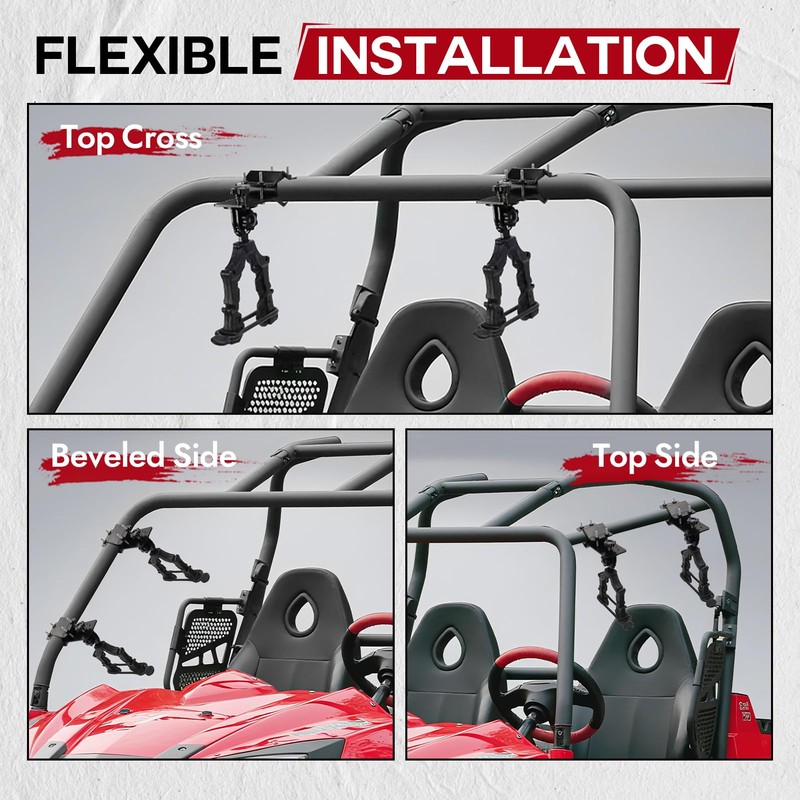Upgraded Double ATV / UTV Gun Rack, Hunting Tool Holder
