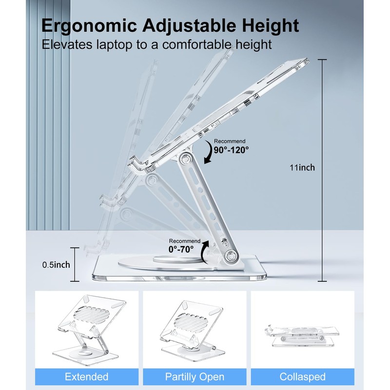 MCHOSE Acrylic Laptop Stand for Desk with 360 Rotating Base