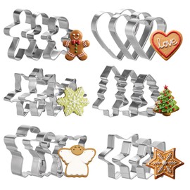 18-Piece Christmas Cookie Cutters Set, Mini Christmas Cookie Cutters, Stainless Steel Christmas Tree, Gingerbread Man, Snowflake, Star Cookie Cutter, Christmas Cookie Cutter for Baking