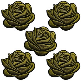 BPA Flower Embroidered Patches Iron on Sew on Patches for Clothing Jackets etc.-Green Rose